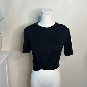 Wilfred Free small Black Front Pocket Knot Twist T-shirt